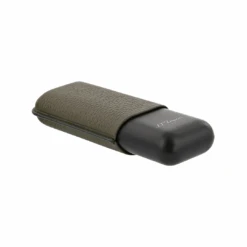 S.T. Dupont Khaki Grain & Matt Black 2 Cigar Case(S T Dupont Khaki Grain Matt Black 2 Cigar Case) -Davidoff London 2FKHAKIGRAINEDANDMATTSide